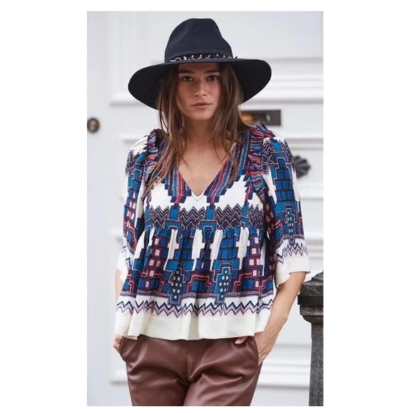 Ba&Sh Marry Print Peasant Blouse - Picture 3 of 15